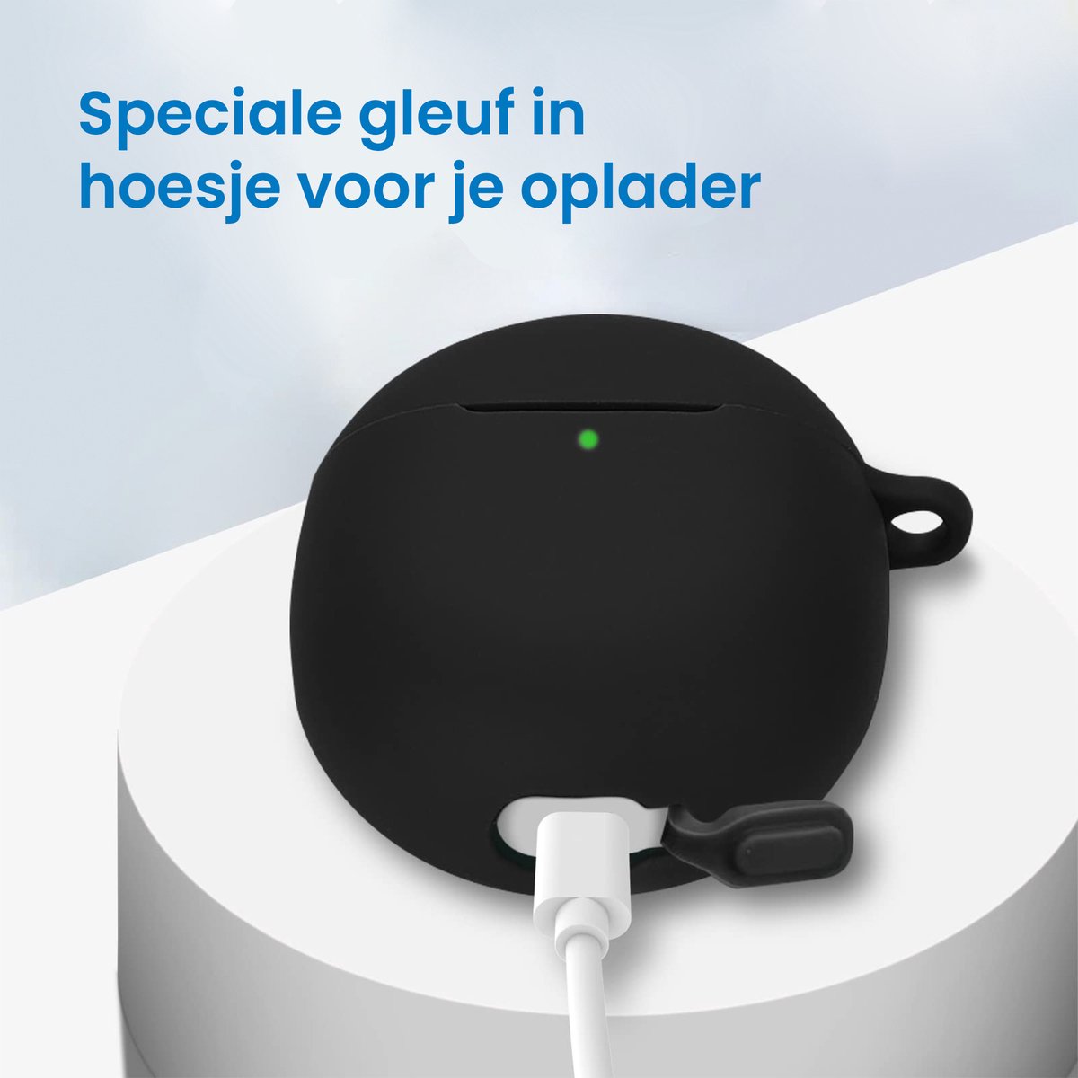 YONO Hoesje geschikt voor Google Pixel Buds Pro (2022) - Siliconen Draadloze Oordopjes Case met Clip – Zwart