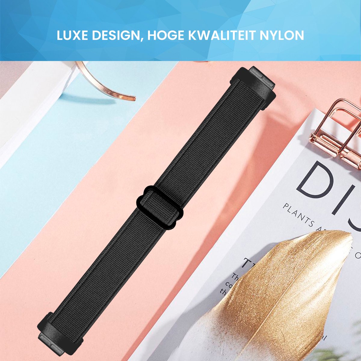 YONO Nylon Stretch Bandje geschikt voor Fitbit Inspire 3 - Zwart