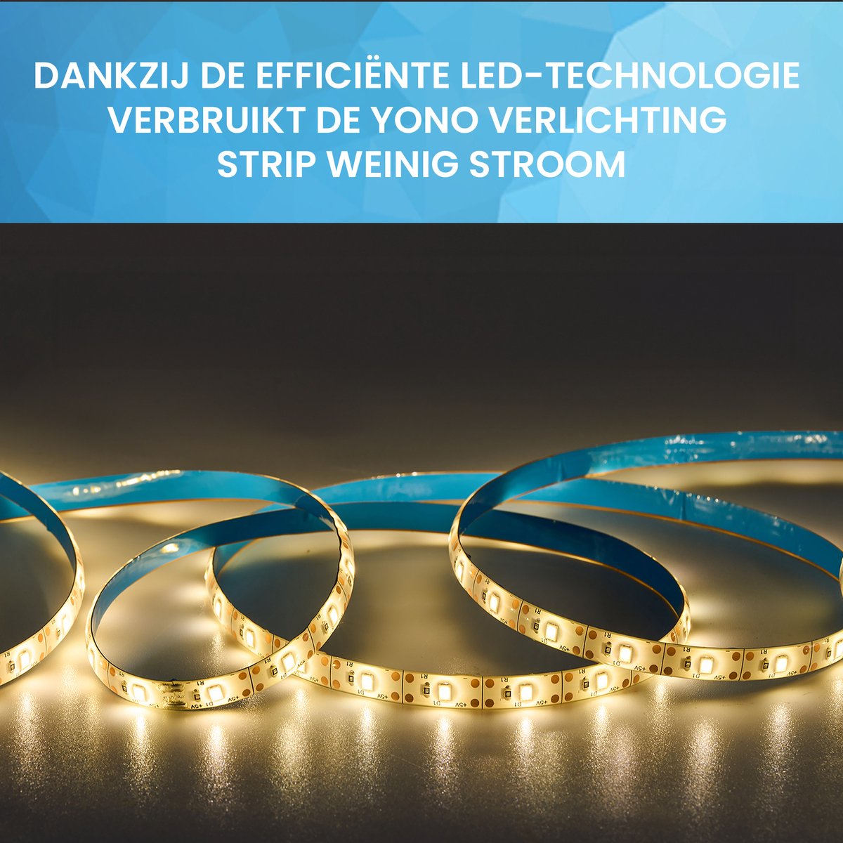YONO Led Verlichting Strip met Bewegingssensor - Zelfklevend met Sensor voor Binnen - Warm Wit Licht - 1 Meter