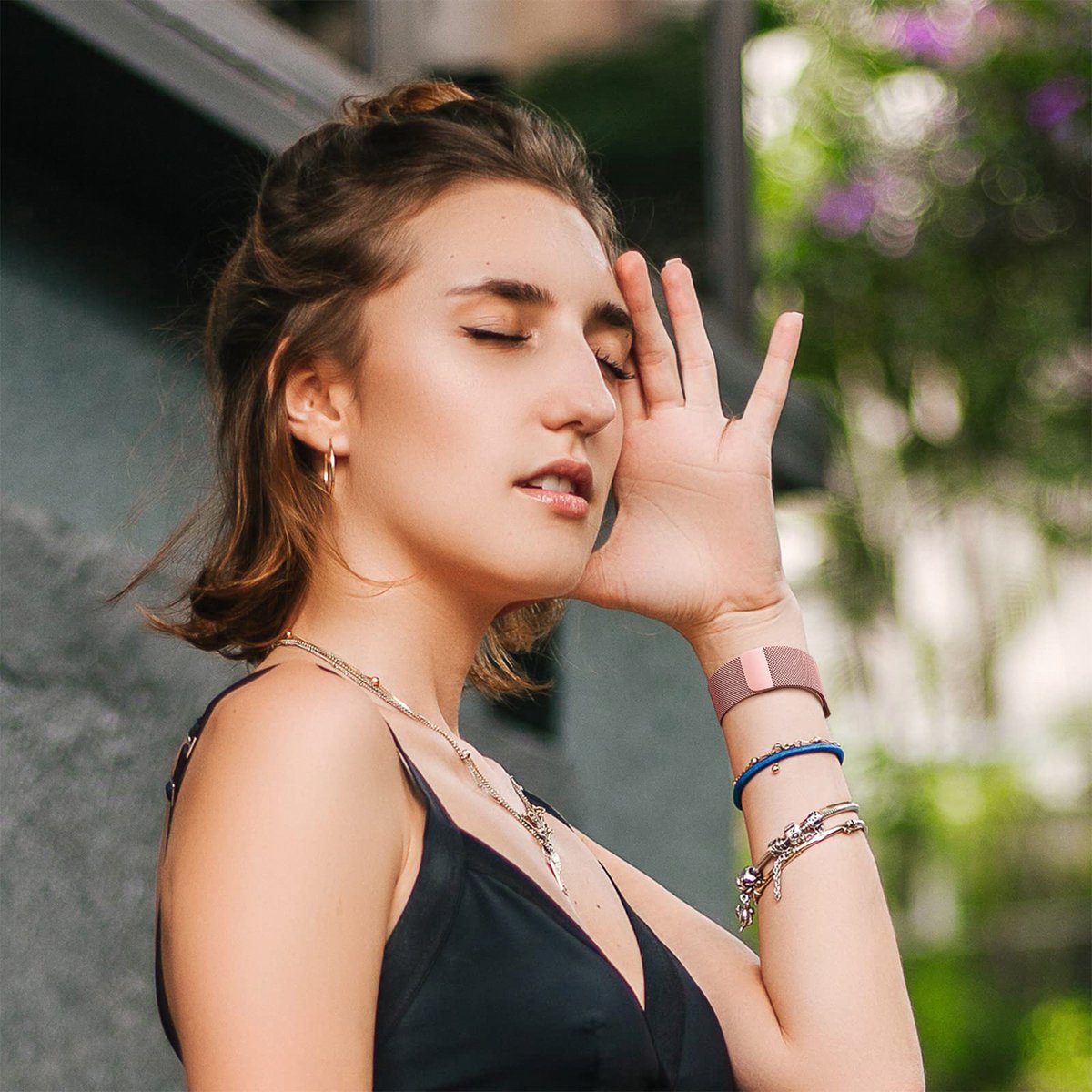 YONO Milanees Bandje geschikt voor Fitbit Versa 4 / Sense 2 – Roze – Small