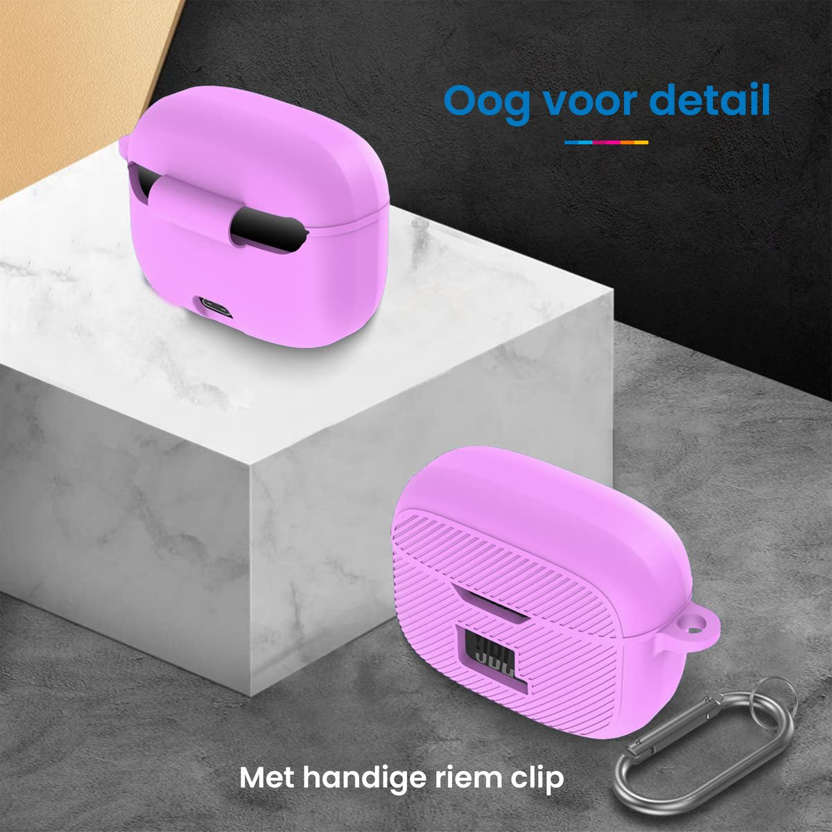 YONO Soft Case geschikt voor JBL Tune 230 NC TWS / T230NC - Hoesje met Clip - Paars