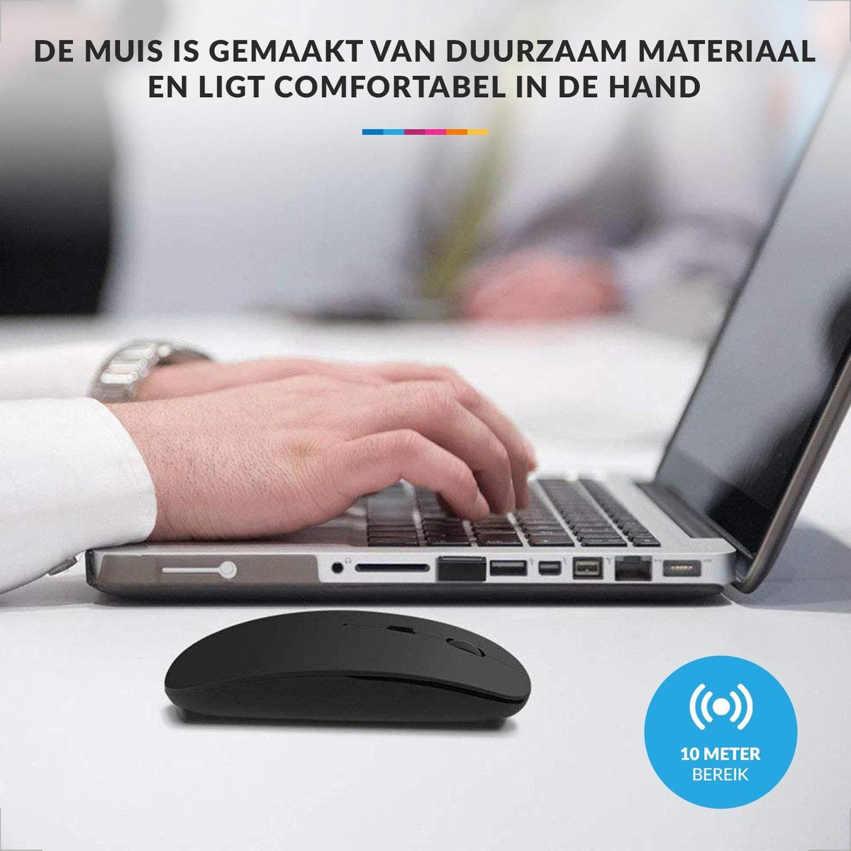 YONO Draadloze Muis met Bluetooth - Oplaadbaar - Geschikt voor Laptop, PC en Mac - Zwart