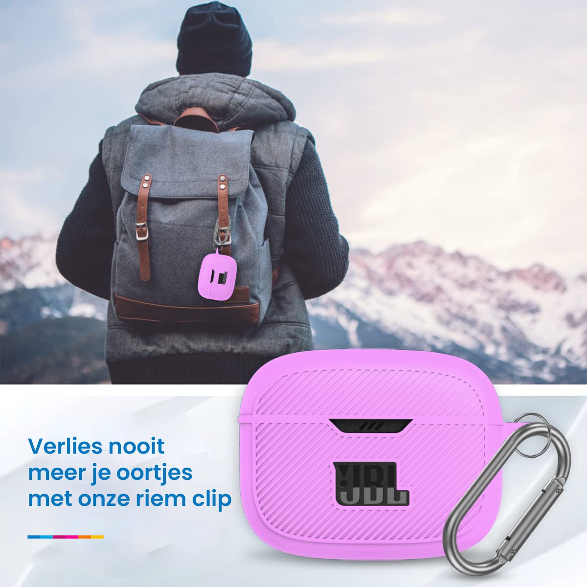 YONO Soft Case geschikt voor JBL Tune 230 NC TWS / T230NC - Hoesje met Clip - Paars