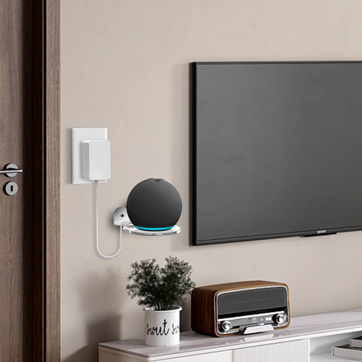YONO Wandplank voor Smart Speaker - Wall Mount Universeel - Muurbeugel Houder Zwevend - Geschikt Voor Sonos Play / Google Nest Home Mini / Apple Homepod / Amazon Echo / IP Camera / Wifi Router - Transparant