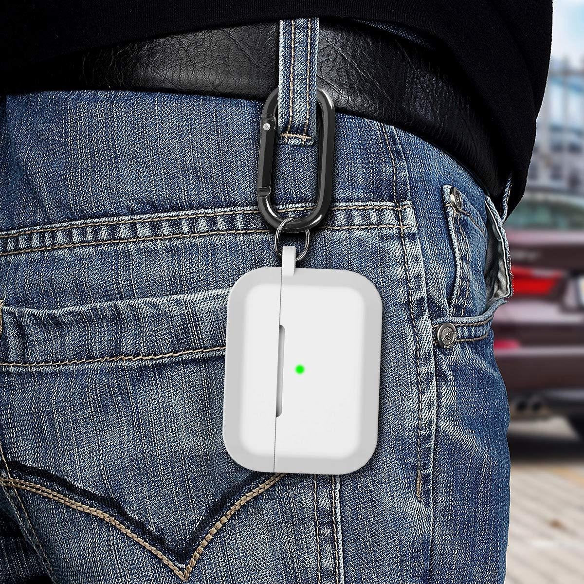 YONO Siliconen Hoesje geschikt voor Apple Airpods Pro 1 / 2 - Met Clip - Wit