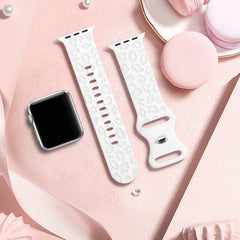 YONO Leopard Bandje geschikt voor Apple Watch - 45/44/42 mm - Siliconen Armband - Wit