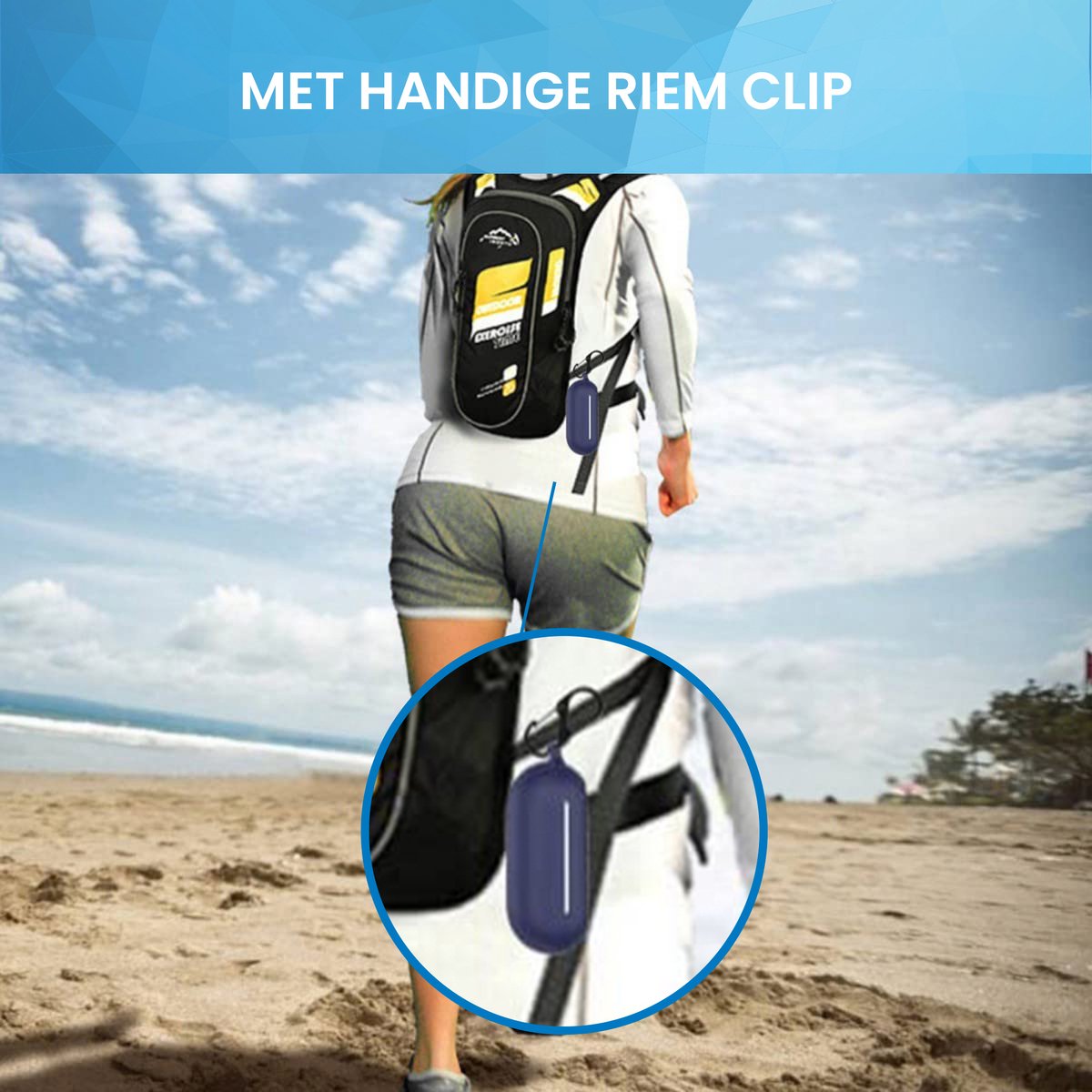 YONO Soft Case geschikt voor Sony WF-C700N - Hoesje met Clip - Blauw