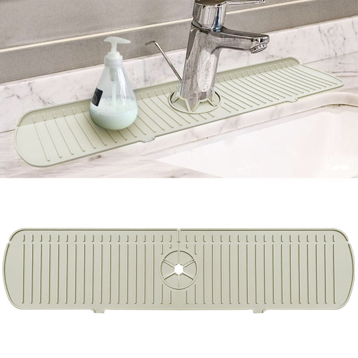 YONO Siliconen Kraanmat - Afdruipmat Organizer - Aanrechtmat voor Kraan - 45 x 15cm - Beige