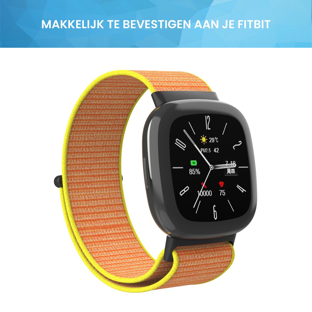 YONO Nylon Velcro Bandje geschikt voor Fitbit Versa 4 / Sense 2 - Oranje
