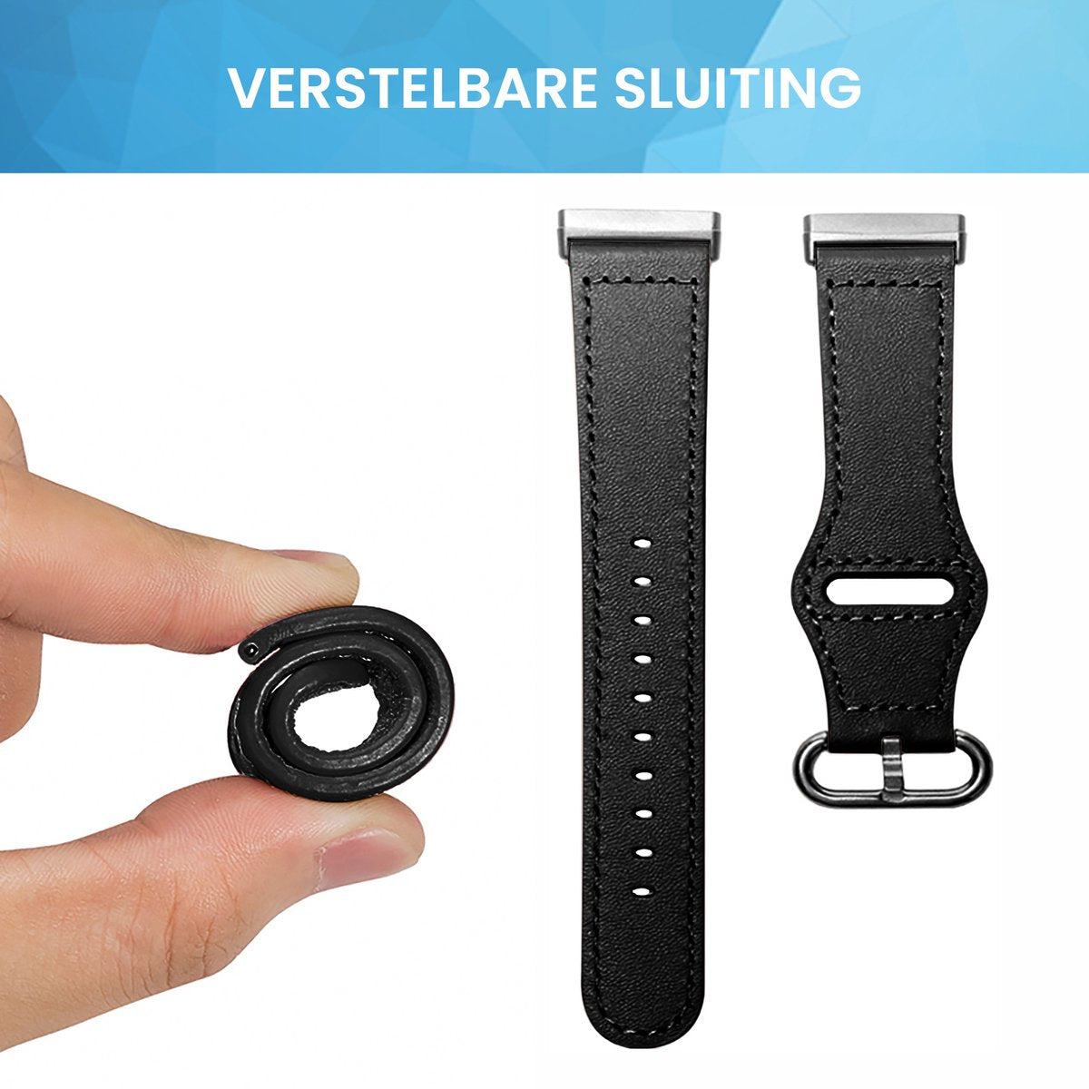 YONO Leer Bandje geschikt voor Fitbit Versa 4 / 3 - Luxe Leren Armband - Zwart