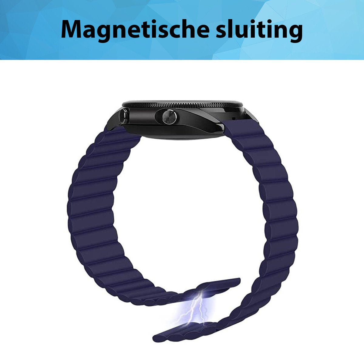 YONO Siliconen Link Bandje 22mm - Horlogebandje geschikt voor Samsung Galaxy Watch 46mm / 3 (45mm) / Gear s3 - Polar Vantage M2 / Grit X - Garmin Vivoactive 4 / Venu 2 - Huawei Watch GT 3 (pro) / 2 - Amazfit GTR - Donkerblauw