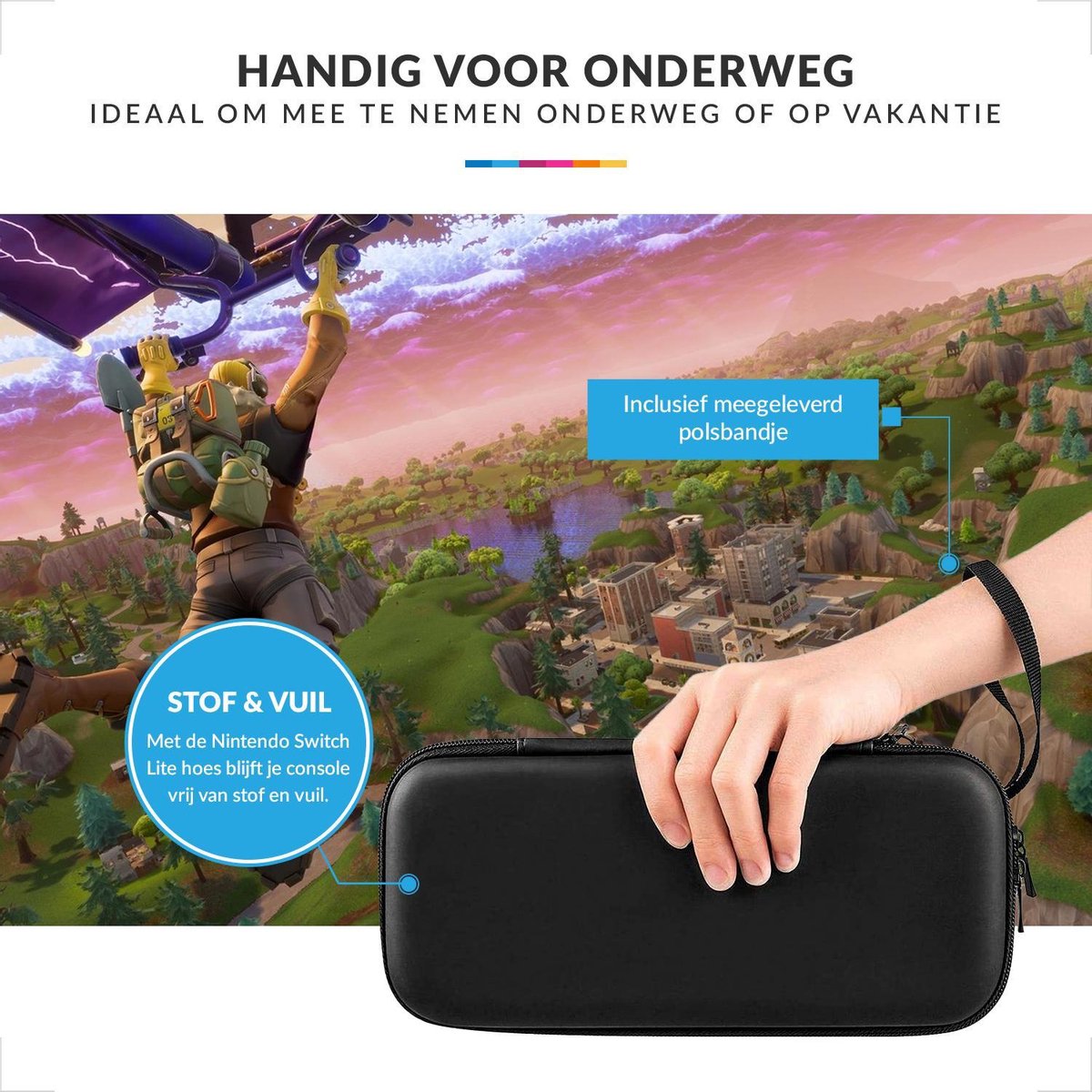 YONO Case geschikt voor Nintendo Switch Lite - Opbergtasje Hoesje - Beschermhoes - Zwart