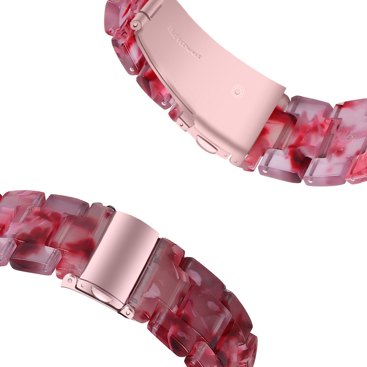 YONO Resin Schakel Bandje 20mm - Horlogebandje geschikt voor Samsung Galaxy Watch 7/6/5 / Pro / 4 / 3 / Active 2 - Polar Ignite / Unite – Huawei - Rose
