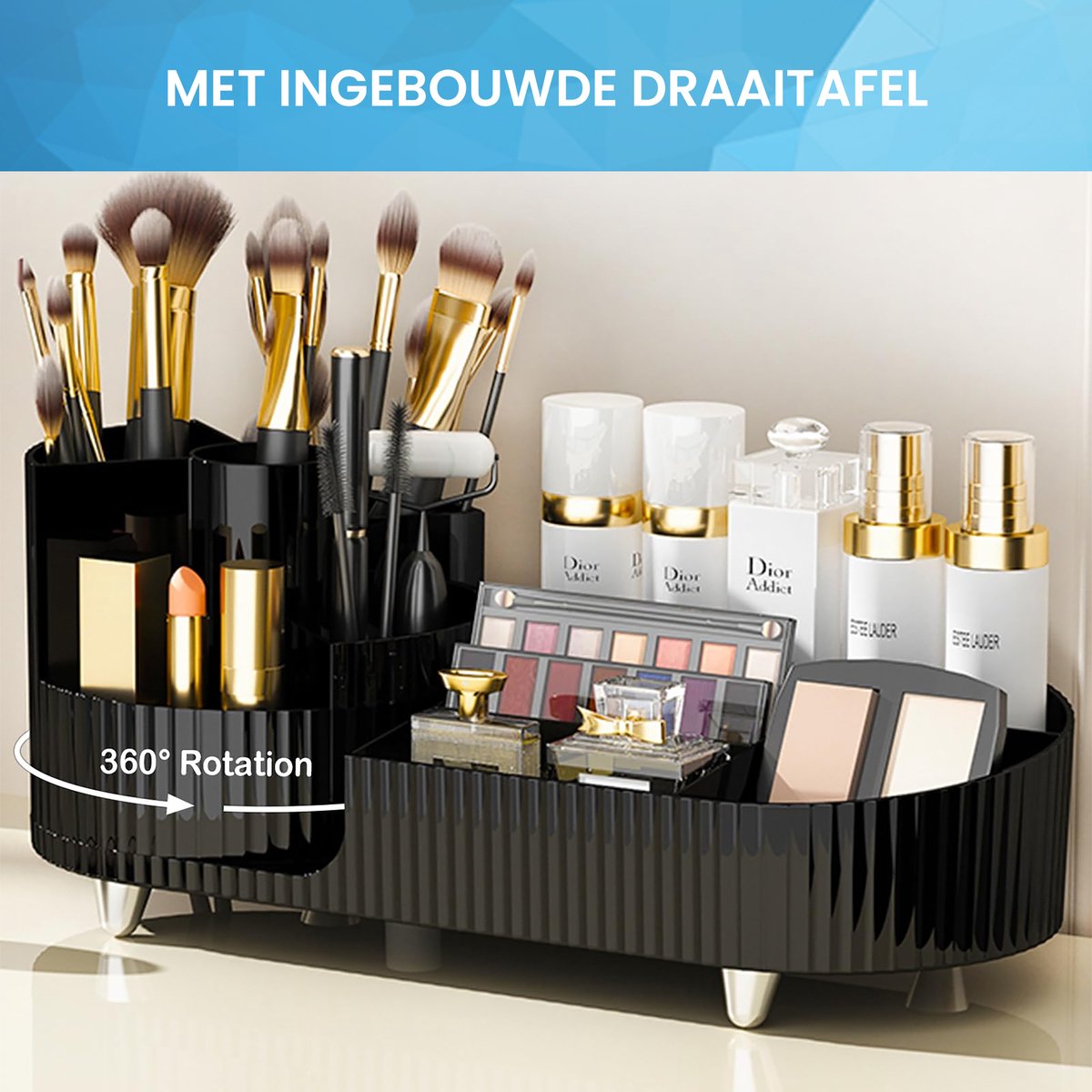 YONO Make Up Organizer Staand - Opbergsysteem voor Skincare / Parfum / Cosmetica / Lippenstift / Nagellak / Beauty Houder - Zwart