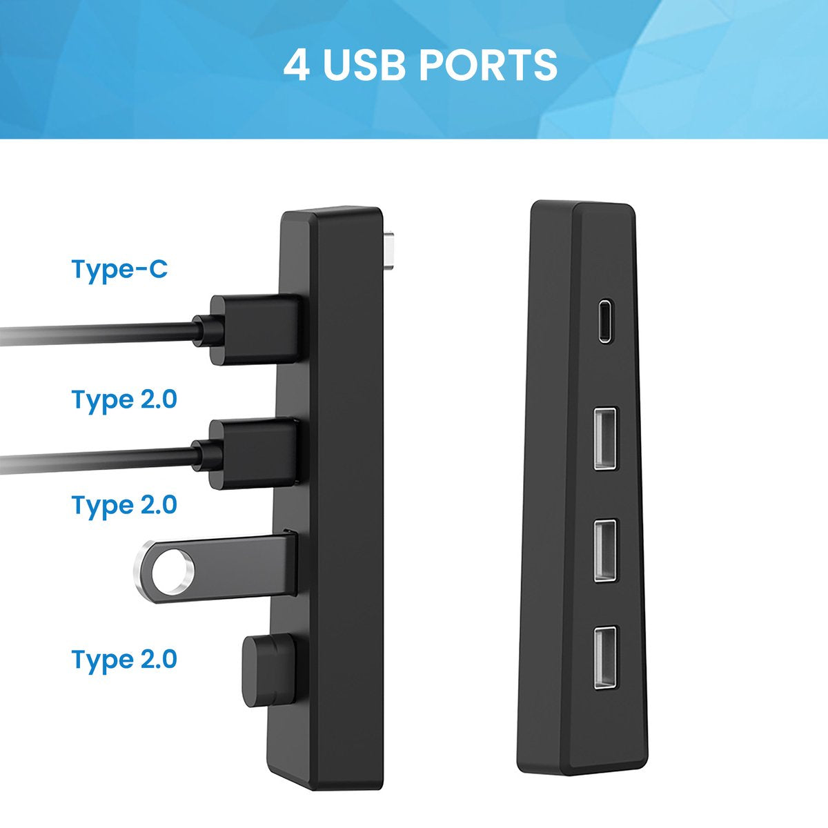 YONO USB Hub geschikt voor Playstation 5 SLIM - PS5 USB A en C - 4 Poorts - Zwart