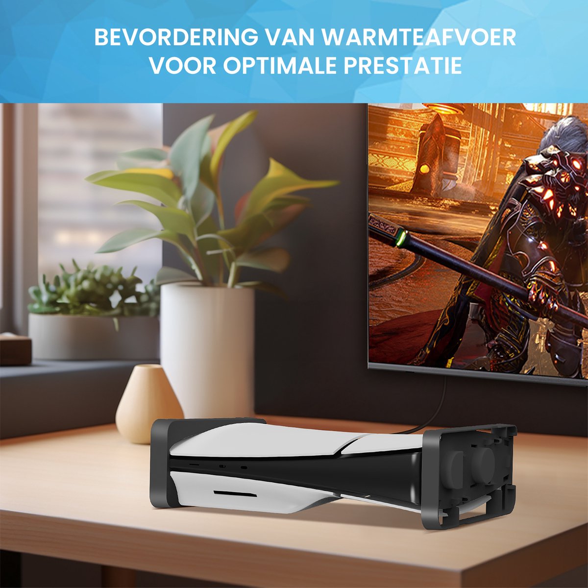 YONO Smart Standaard geschikt voor Playstation 5 Slim - PS5 Horizontale en Verticale Houder in 1 - Stand Liggend - Zwart
