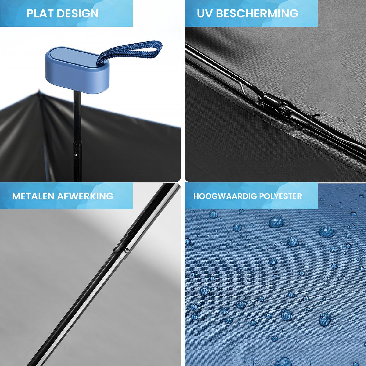 YONO Mini Paraplu Opvouwbaar - Kleine Zak Regenscherm - Zonneparaplu UV Bescherming - Donkerblauw