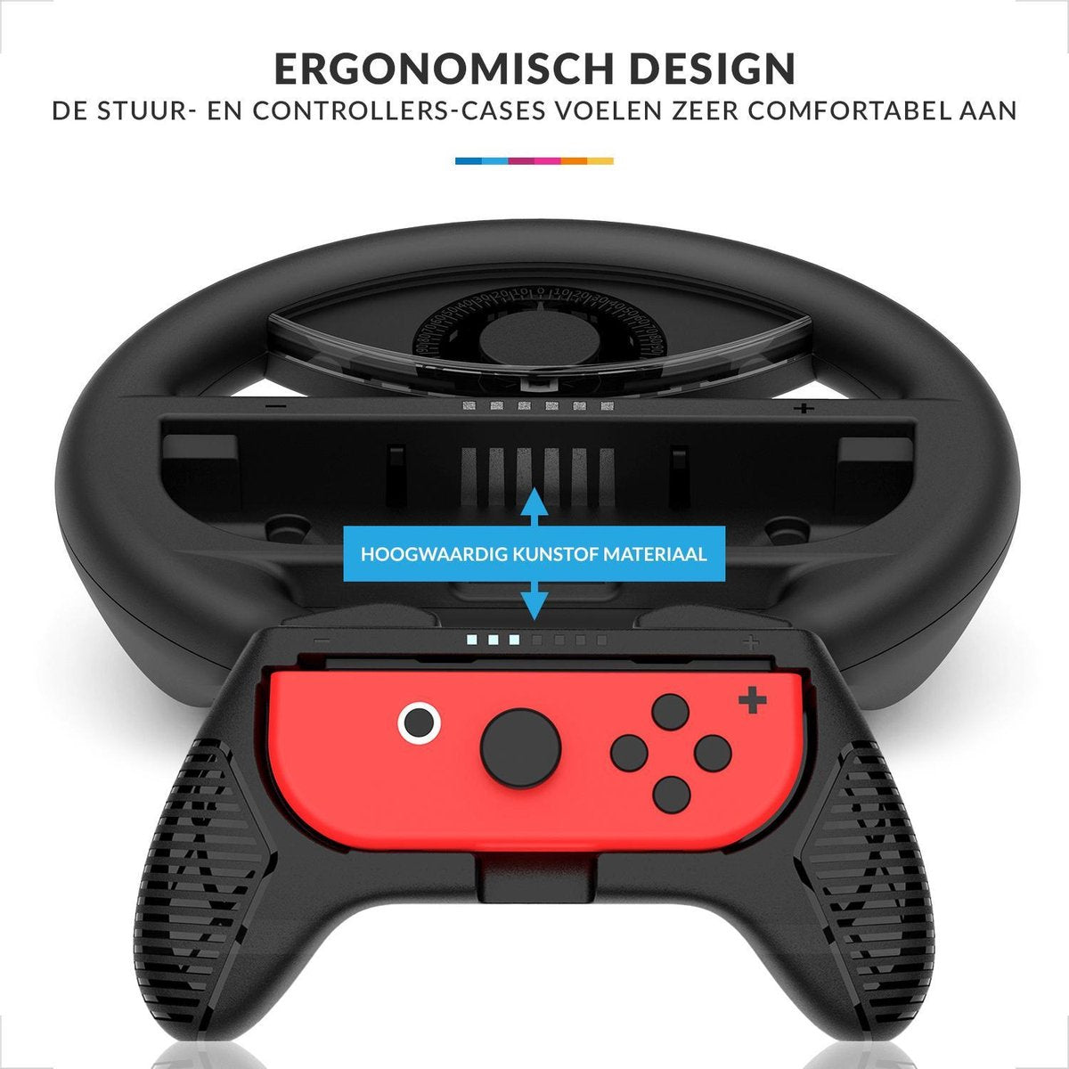 YONO Accessoires Grip Set geschikt voor Nintendo Switch Joy Con - Stuur en Controller Houder - Zwart