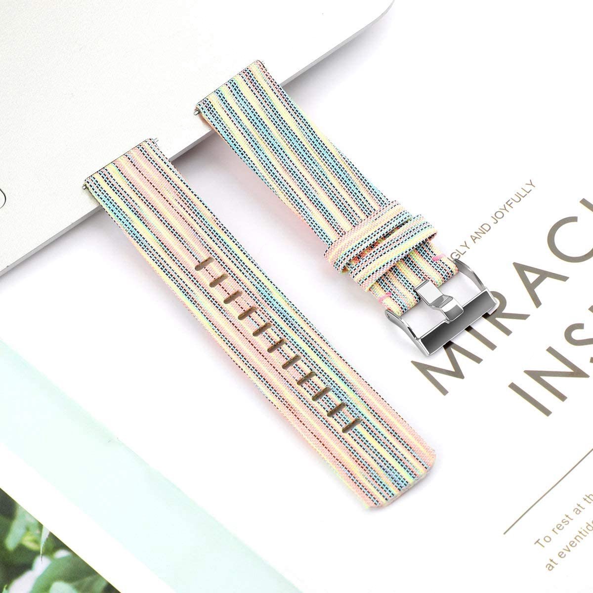 YONO Como Nylon Bandje geschikt voor Fitbit Versa 3 / Sense - Regenboog - Small