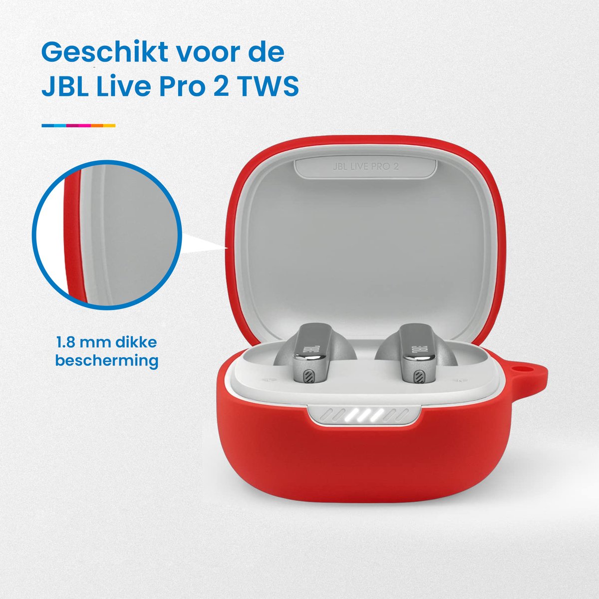 YONO Soft Case geschikt voor JBL Live Pro 2 TWS - Hoesje met Clip - Rood
