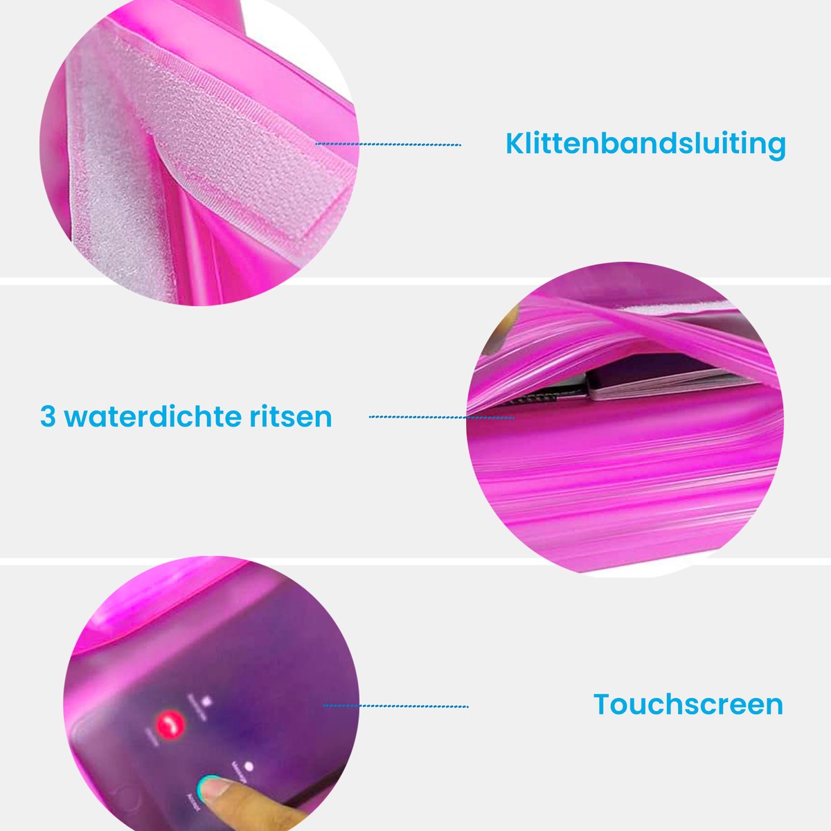 YONO Heuptasje Waterdicht - Fanny Pack Doorzichtig - Waterdichte Heuptas - Vakantie - Reizen - Festival - Dames en Heren - Felroze