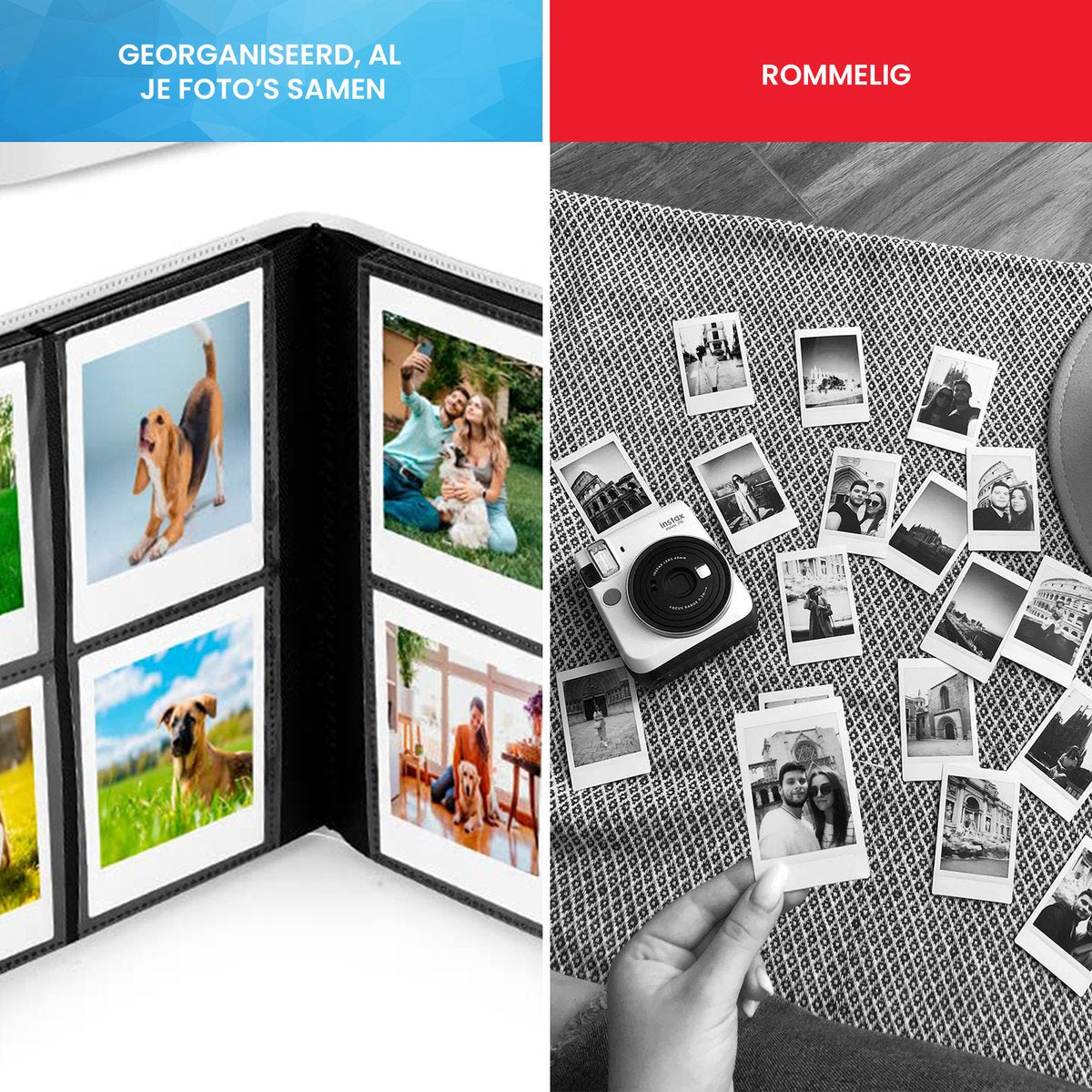 YONO Fotoalbum 160 voor Instant Camera Fotopapier - Fotoboek Geschikt voor Fujifilm Instax Mini 12 / 11 / 9 / 8 / 7s / 25 / 90 / Link / SP-2 / Liplay - Film Polaroid - Kodak - Square en Meer - Wit