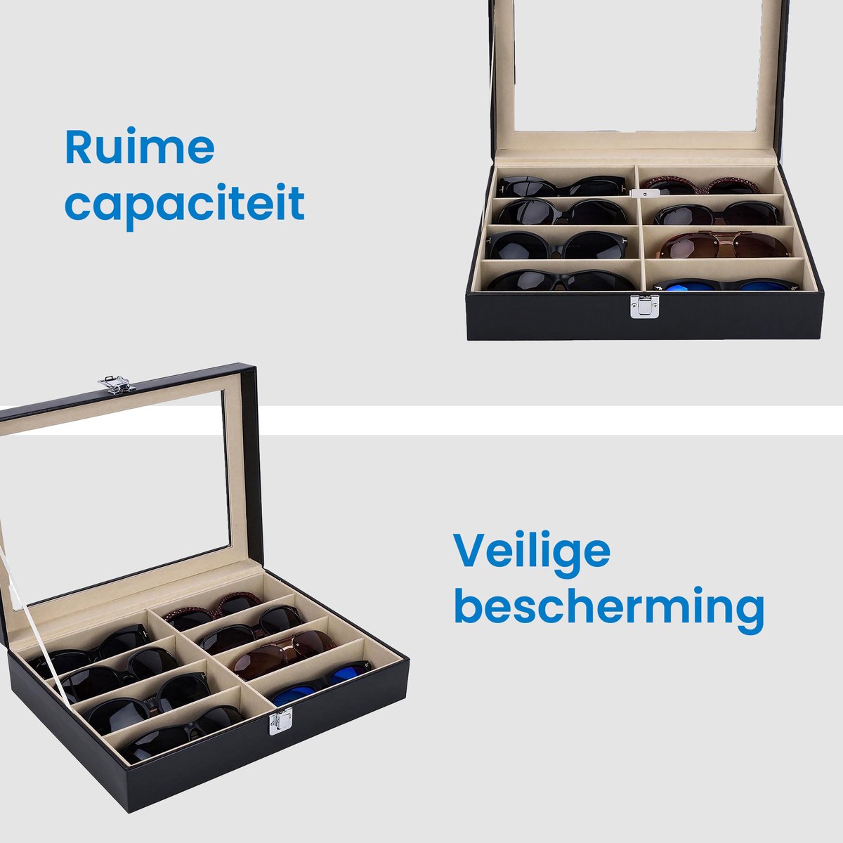 YONO Opbergbox voor Zonnebrillen - Brillen Doos - Organizer - Zwart