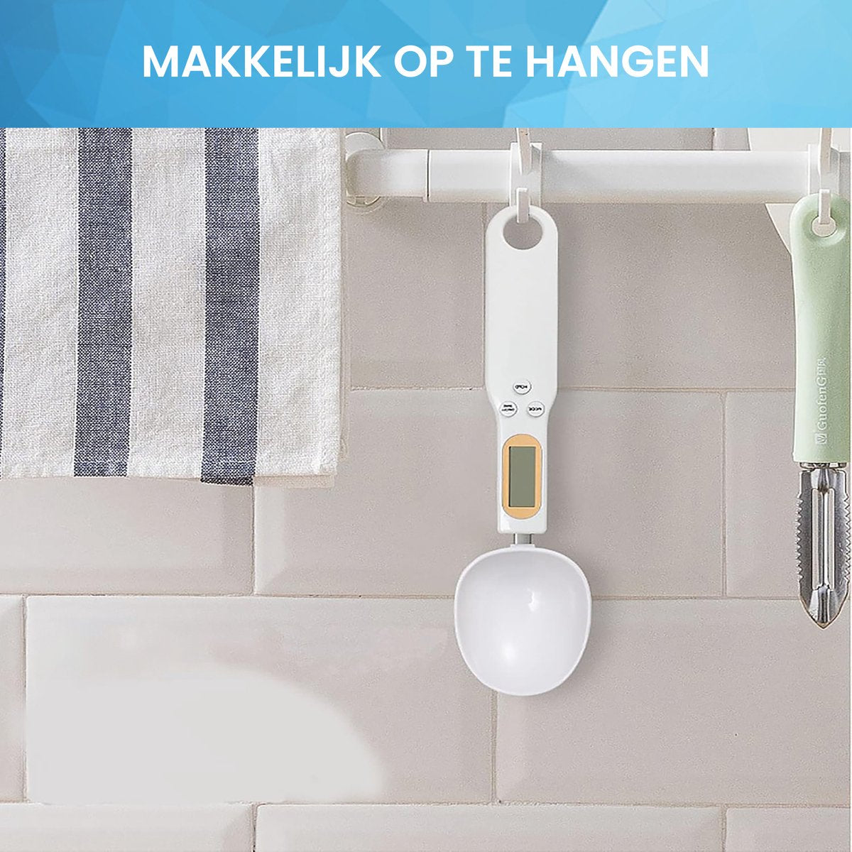 YONO Digitale Lepelweegschaal - Precisie Keukenweegschaal - Weeglepel en Maatlepel in 1 - Wit