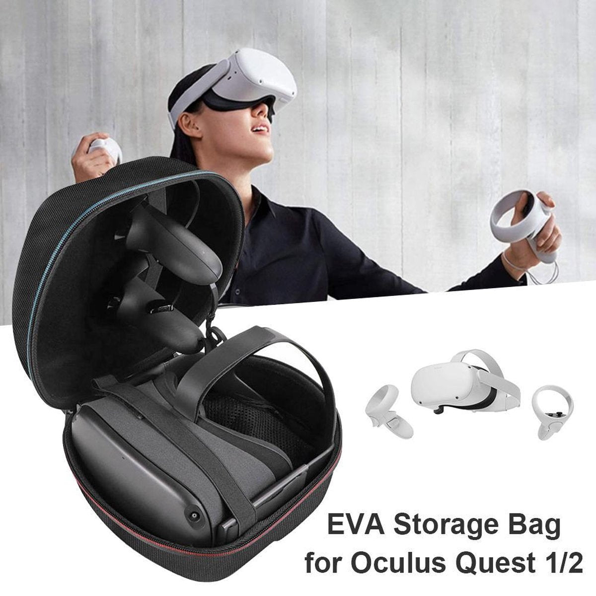 YONO Case geschikt voor Meta Quest 3 / 2 – Opberghoes Accessoires Oculus Koffer – Zwart
