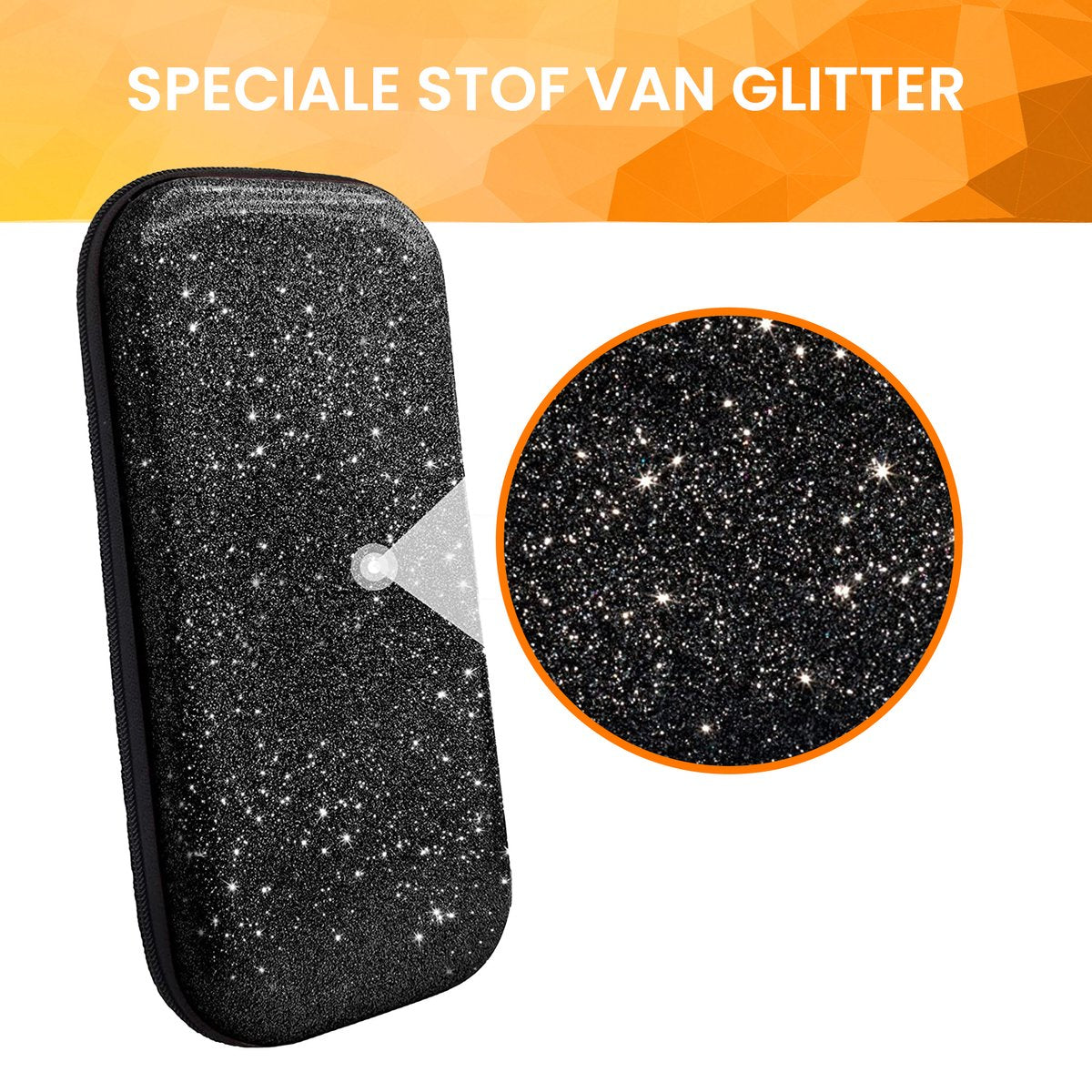 YONO Glitter Case geschikt voor Nintendo Switch / Switch OLED - Opbergtasje Hoesje - Beschermhoes - Zwart