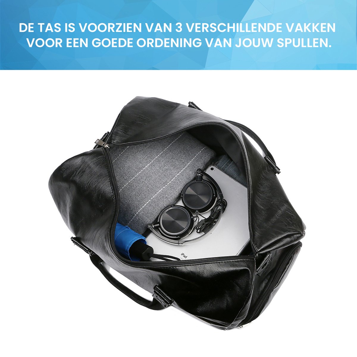 YONO Reistas Handbagage PU Leer - Weekendtas Ryanair 40x20x25 - Sporttas - Schoudertas Dames en Heren - Zwart