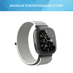 YONO Nylon Velcro Bandje geschikt voor Fitbit Versa 4 / Sense 2 - Lichtgrijs