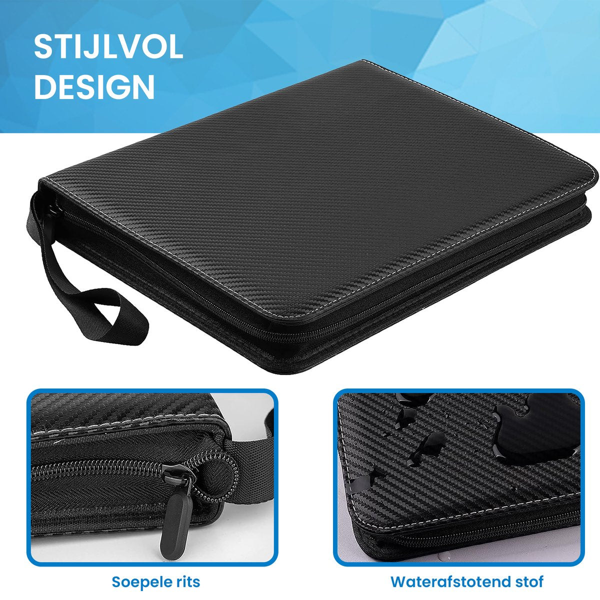 YONO Premium Verzamelmap XL - Opbergmap voor Trading en Speelkaarten - 40 Pagina's - Tot 720 Kaarten - Insteekmap met Insteekhoezen 9 Vakjes - Zwart