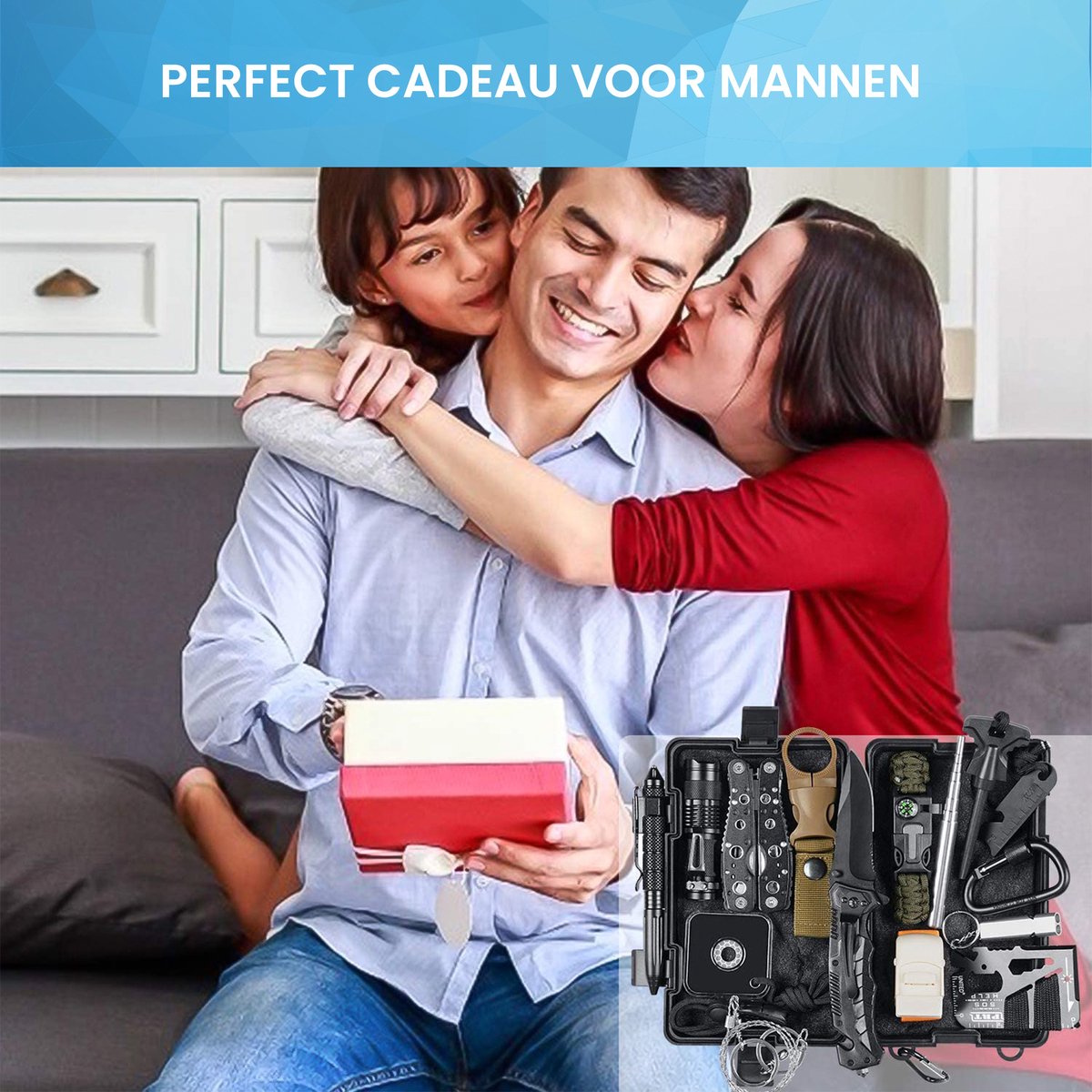 YONO Survival Kit Outdoor - Armband - Zakmes - Zaklamp - Vuurstarter - Kompas - Nooddeken en meer - XL Set