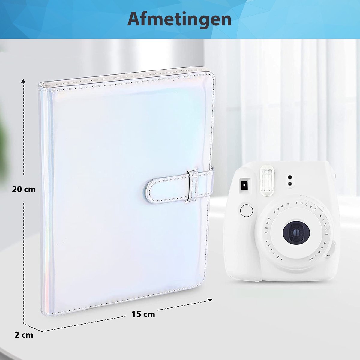 YONO Fotoalbum 128 voor Instant Camera Fotopapier - Fotoboek geschikt voor Fujifilm Instax Mini 12 / 11 / 9 / 8 / 7s / 25 / 90 / Link / SP-2 / Liplay - Film Polaroid - Kodak en Meer - Zilver
