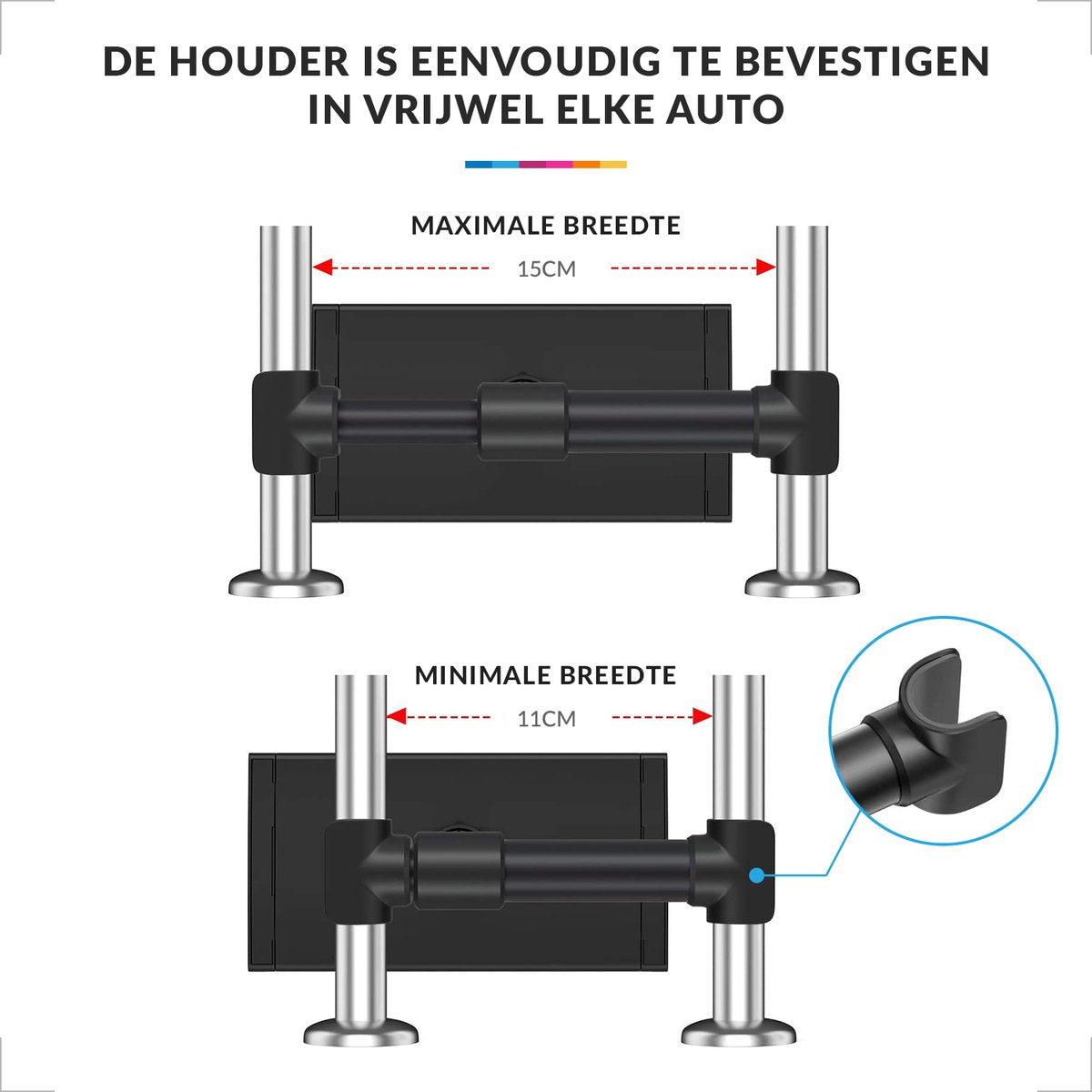 YONO Tablet Houder Auto Universeel - Hoofdsteun - Geschikt voor Tablet / Telefoon / Game Console - Zwart