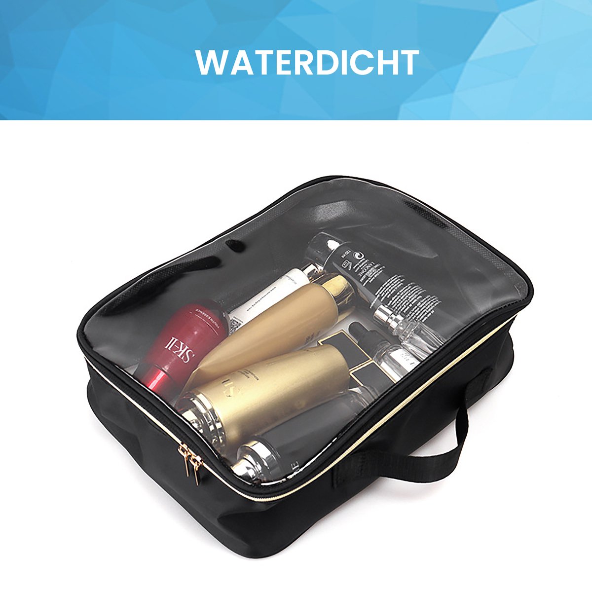 YONO Reis Toilettas Set voor Toiletartikelen – Transparante Travel Organizer Bag 2-Pack - Zwart