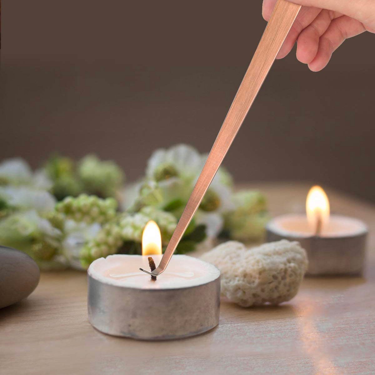 YONO Kaarsendover Set - Candle Snuffer / Wick Trimmer / Dipper - Kaars Dover Waxinelichtjes Accessoires - Bronze