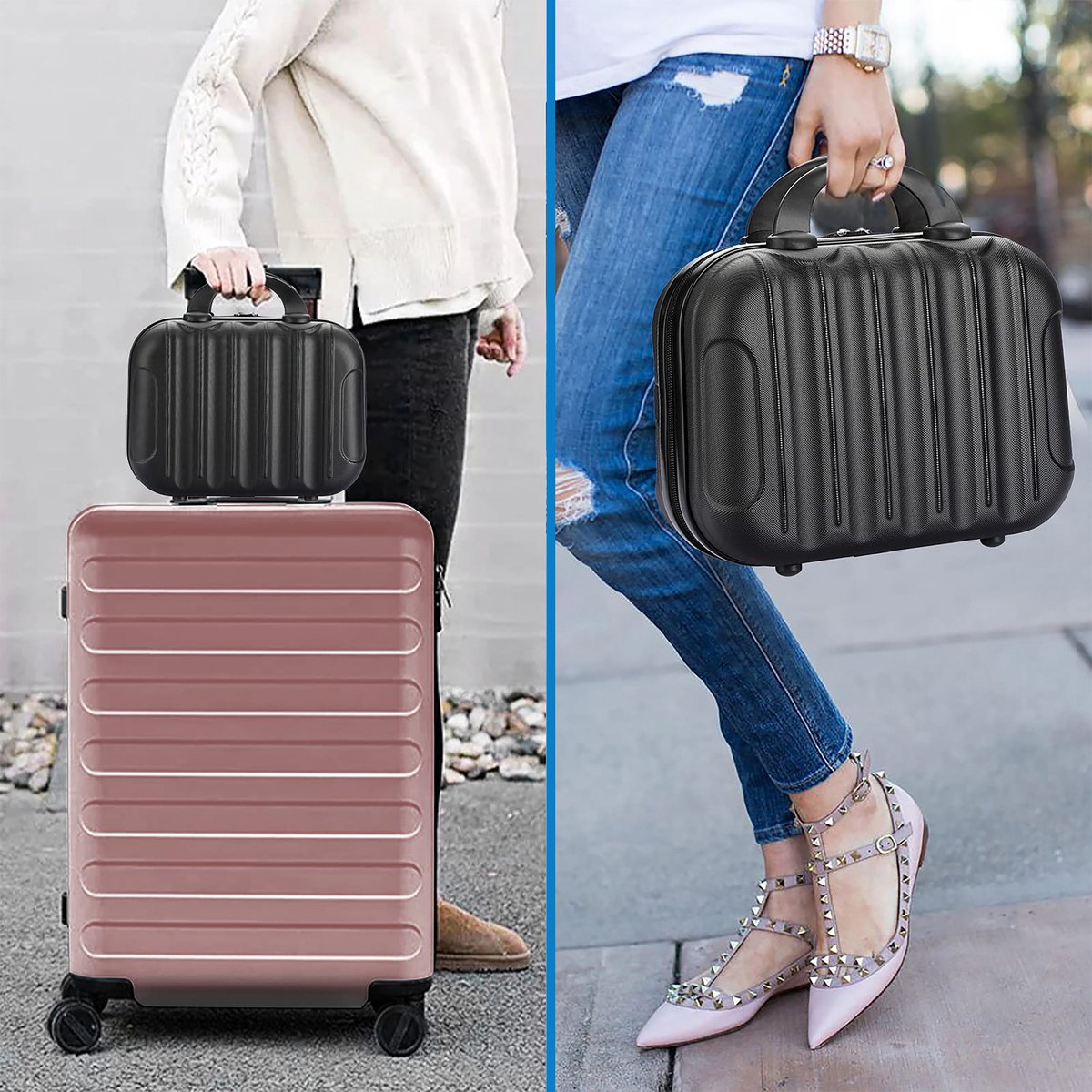 YONO Beautycase Koffer - Luxe Make-up Tas - Handbagage Hard Shell - Zwart