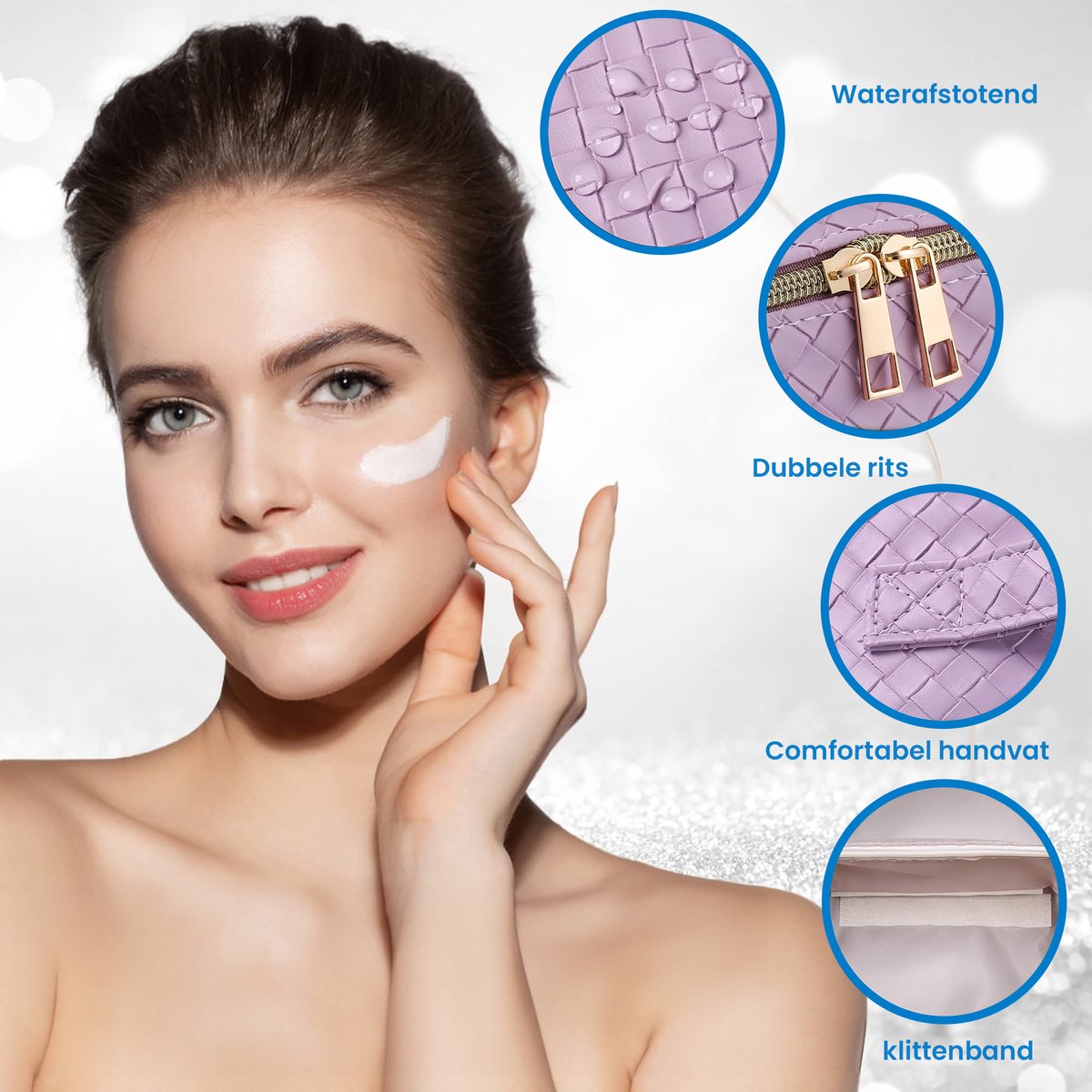 YONO Reis Make Up Tas - Toilettas Etui - Cosmetica Tas - Beauty Case Organizer - Large - Lichtpaars