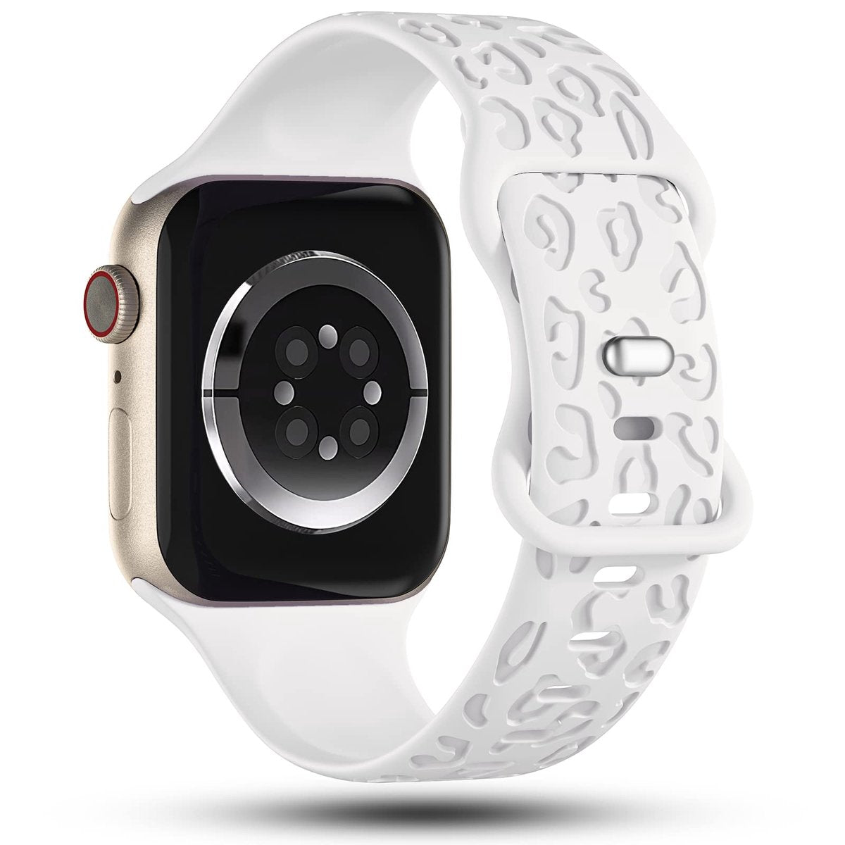 YONO Leopard Bandje geschikt voor Apple Watch - 41/40/38 mm - Siliconen Armband - Wit