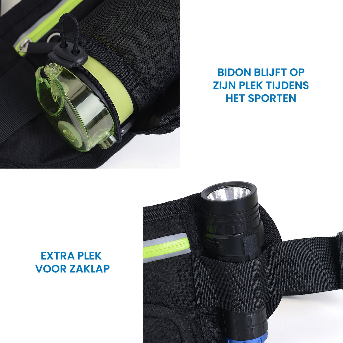 YONO Heuptas Wandelen met Flessenhouder - Buideltas Outdoor met Drinkfles / Bidon Houder - Zwart