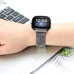 YONO Como Nylon Bandje geschikt voor Fitbit Versa 3 / Sense - Grijs - Small