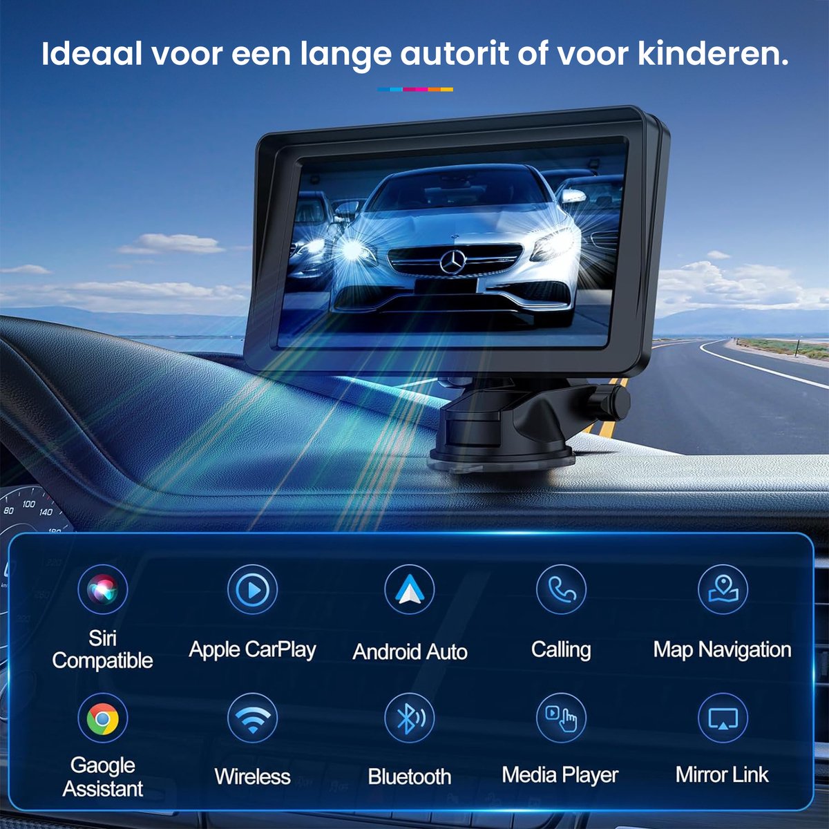 YONO Scherm geschikt voor Apple Carplay en Android Auto - Draadloos Autoradio Dongle - Bluetooth Multimedia Player - 7 inch