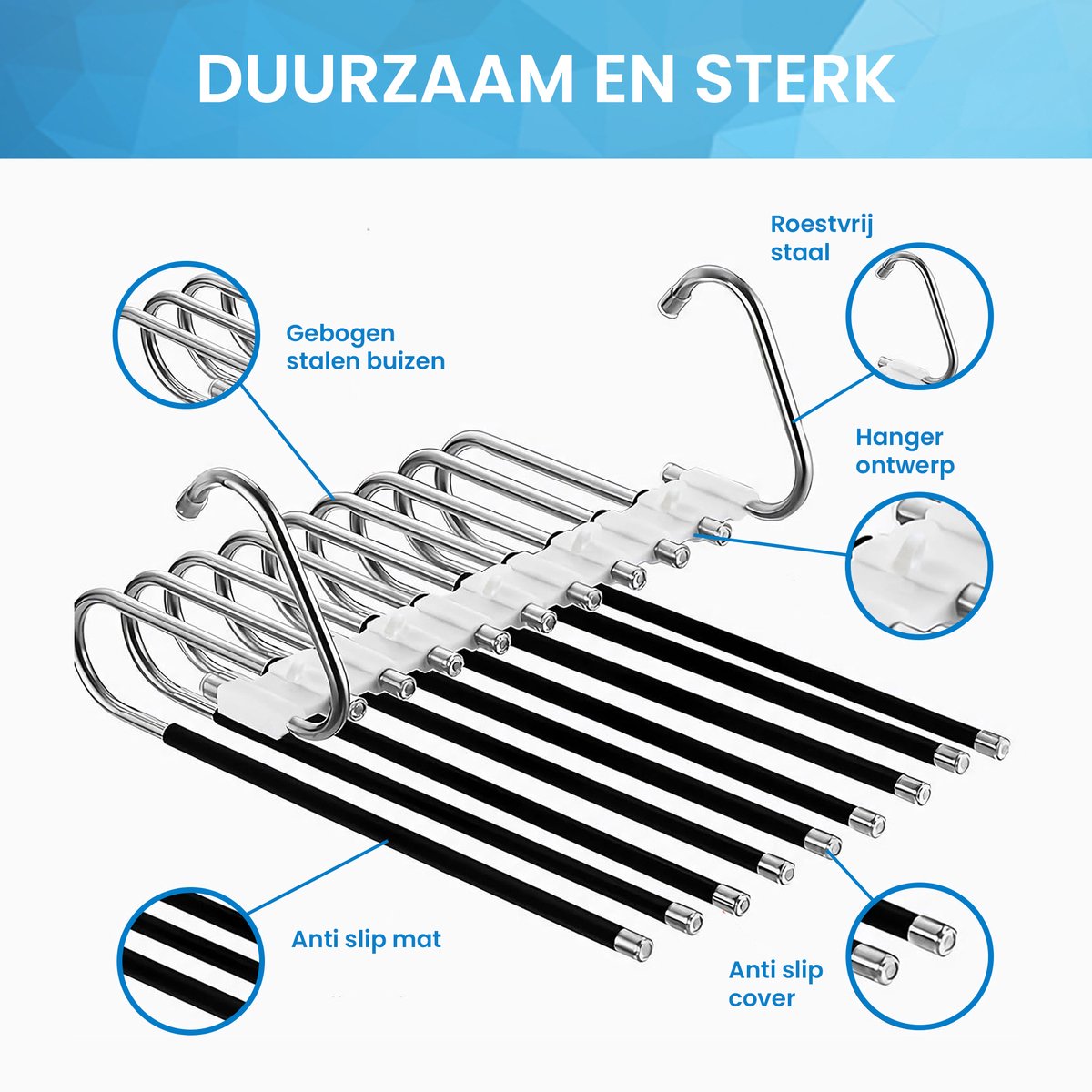 YONO Broekhanger Ruimtebesparend - Kledinghangers Broeken - Broekenhangers - 9 in 1 Hangers