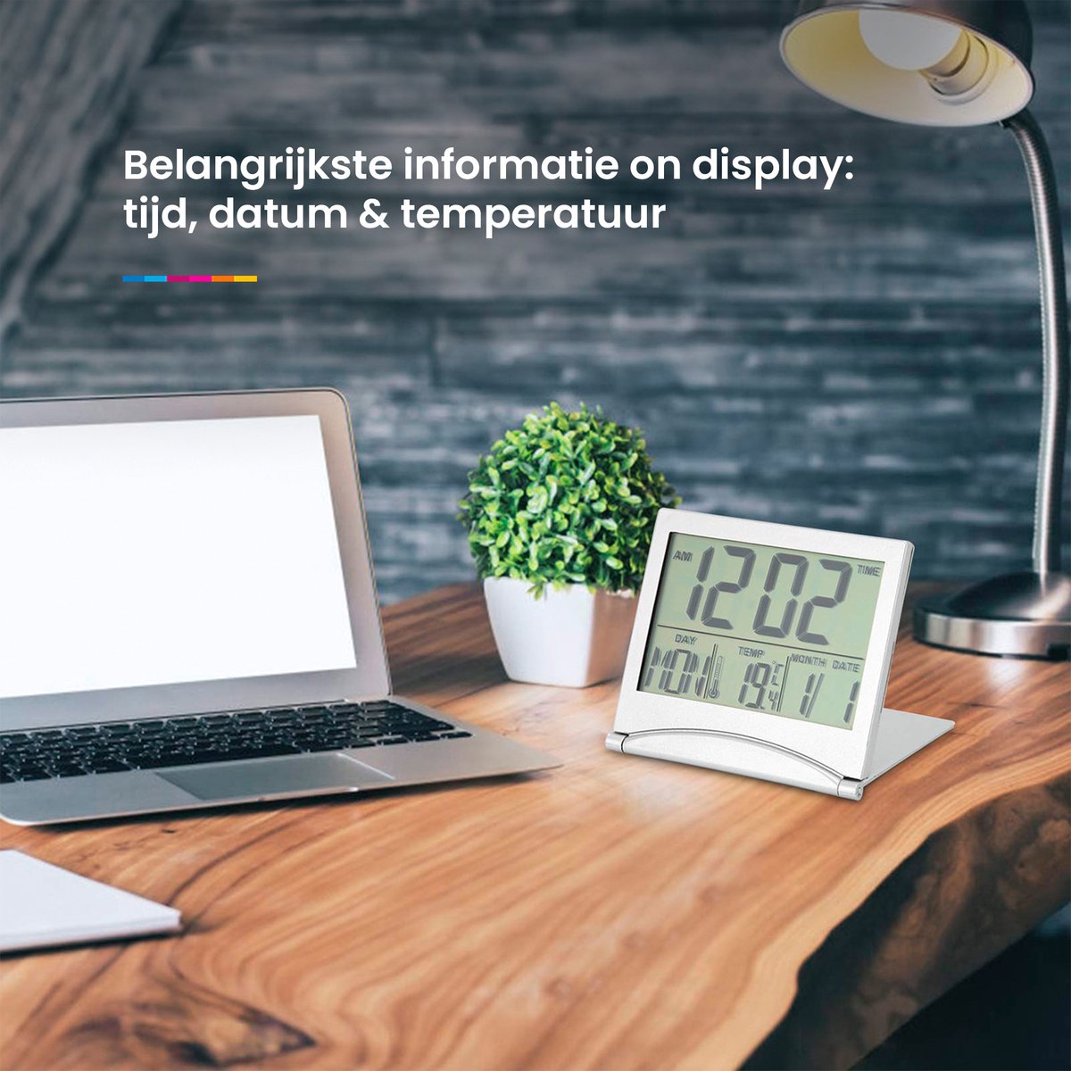 Digitale Klok Kalender - Compacte Alarmklok met Kalender en Temperatuur meter voor Bureau of Slaapkamer