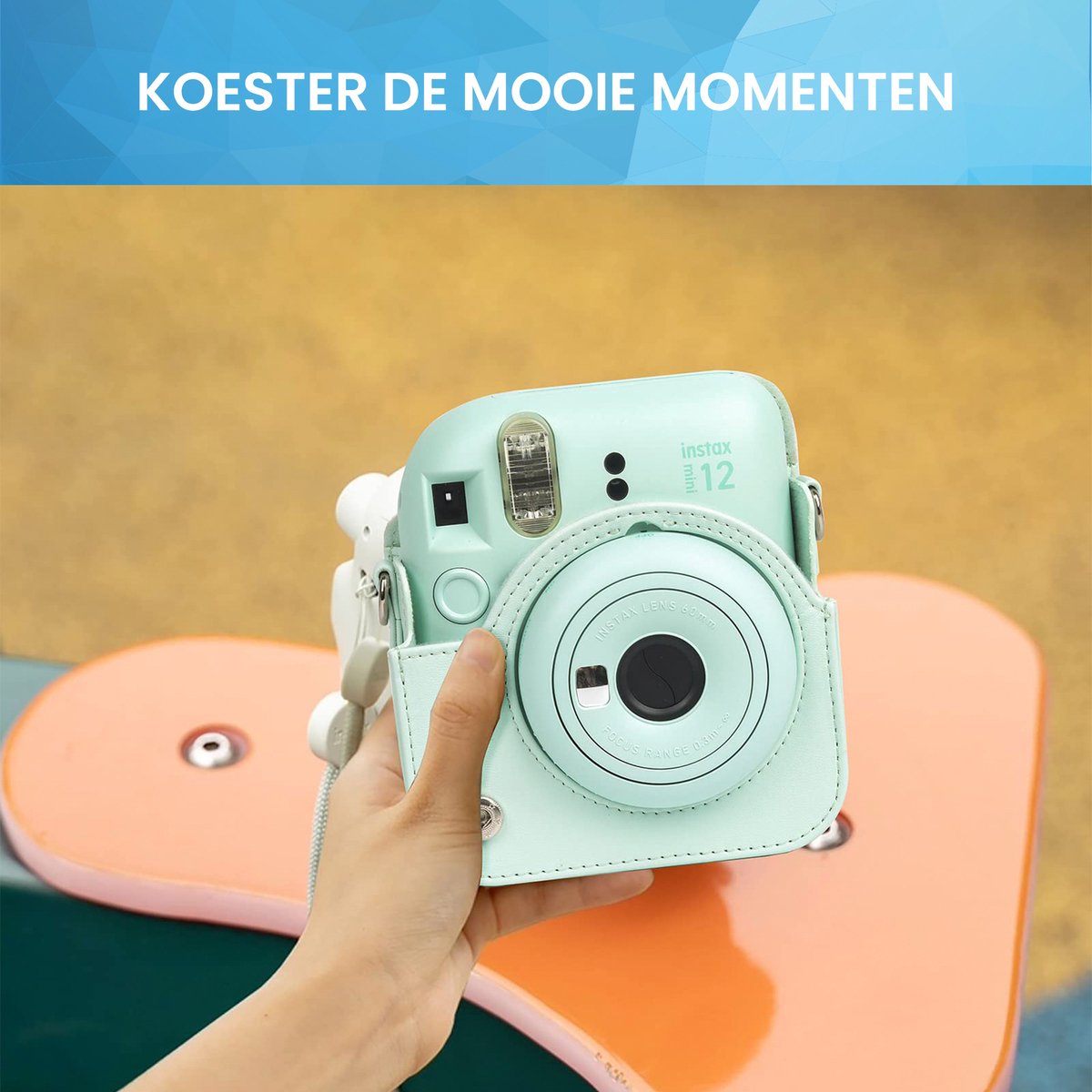YONO Accessoires Set geschikt voor Fujifilm Instax Mini 12 - Camera Tas met Draagriem - Hoesje en Fotoalbum - Mint Groen