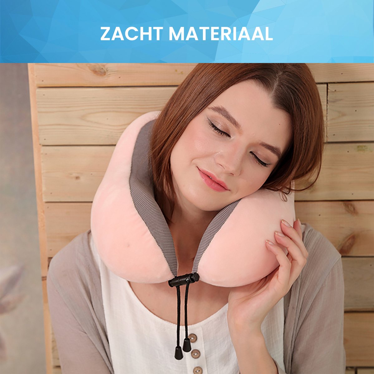 YONO Premium Nekkussen Set - Reiskussen Vliegtuig en Auto - Traagschuim Memory Foam - Inclusief Slaapmasker en Oordopjes Slapen - Lichtroze