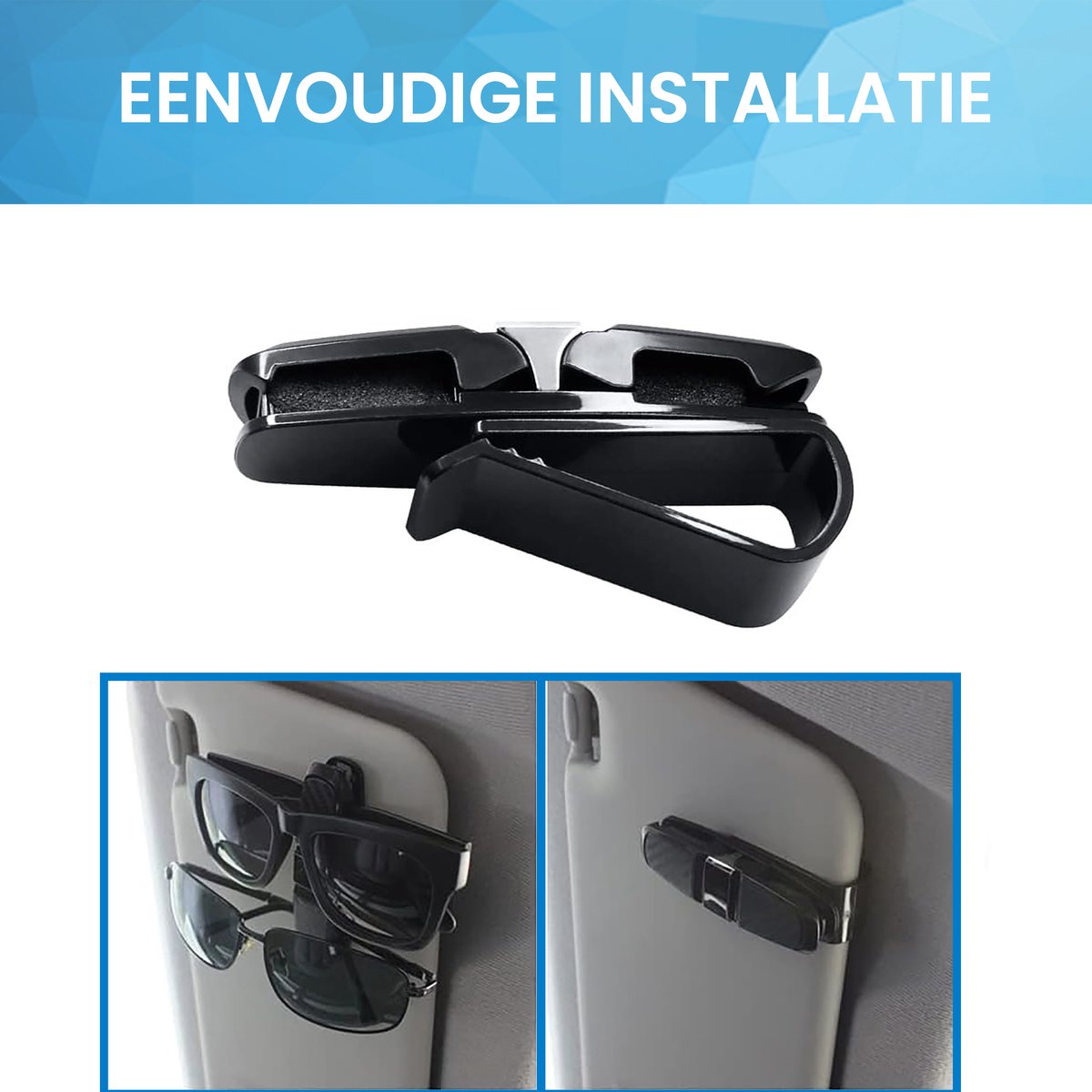 YONO Zonnebrilhouder Auto - Brilhouder Organizer - Clip voor Zonneklep - Zwart