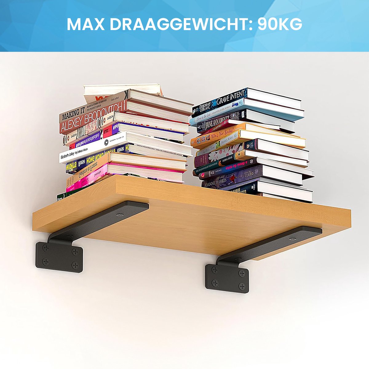 YONO Plankdragers Metaal - Zwevende Plankhouder Wandsteun - 15cm - Zwart - 2 Stuks